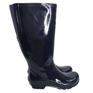 CROCS Navy Blue Tall Rubber  Rain Boots Women Model 202198 Size W8